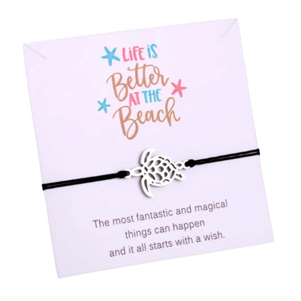 Stainless Steel Sea Turtle Wish Bracelet – Life Is Better at the Beach – NWT